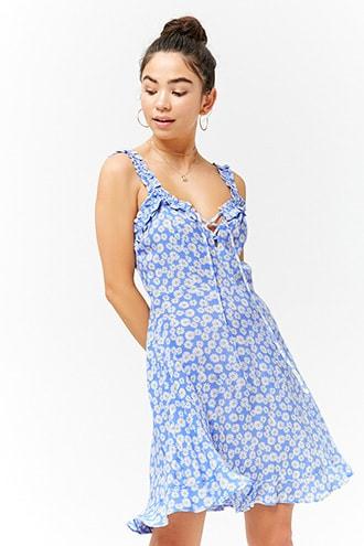Forever21 Floral Print Lace-up Dress