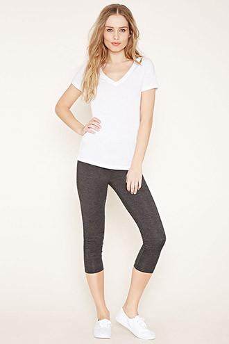 Forever21 Women's Charcoal Heather Capri Leggings
