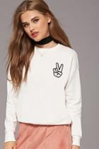 Forever21 Women's  Fleece Peace Sign Sweater