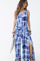 Forever21 Sleeveless Tie-dye Tie-front Jumpsuit