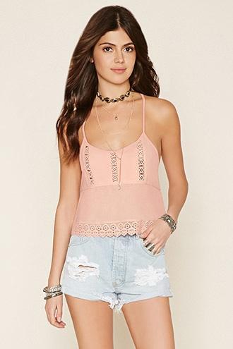 Forever21 Women's  Pintucked Crochet Cami