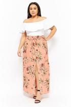 Forever21 Plus Size Grid & Floral Print Maxi Skirt