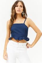 Forever21 Pinstriped Denim Cropped Cami