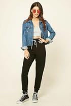 Forever21 Women's  Black Fleece-lined Sweatpants