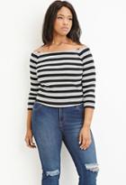 Forever21 Plus Women's  Striped Off-the-shoulder Top