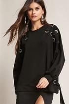 Forever21 Oversized Lace-up Sweatshirt