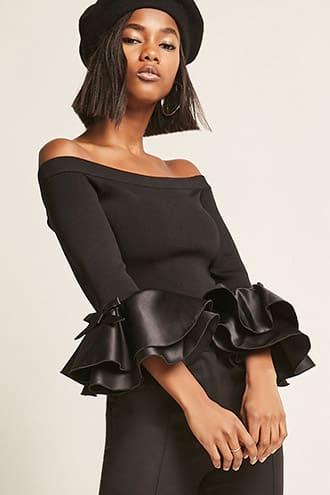 Forever21 Off-the-shoulder Trumpet-sleeve Top