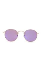 21 Men Purple & Gold Men Mirrored Round Sunglasses