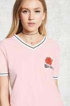 Forever21 Graphic Ringer V-neck Tee