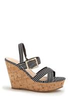 Forever21 Striped Crossover Cork Wedges