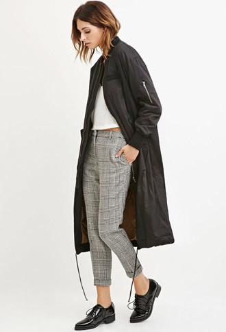 Love21 Longline Drawstring Bomber Jacket