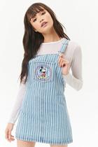 Forever21 Striped Mickey Mouse Denim Overall Dress