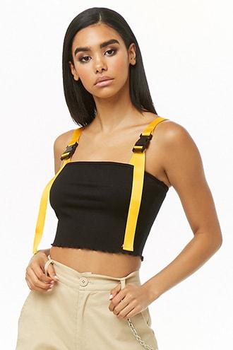 Forever21 Contrast Buckle-strap Crop Top
