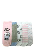 Forever21 Got Boba? Graphic Ankle Socks - 5 Pack