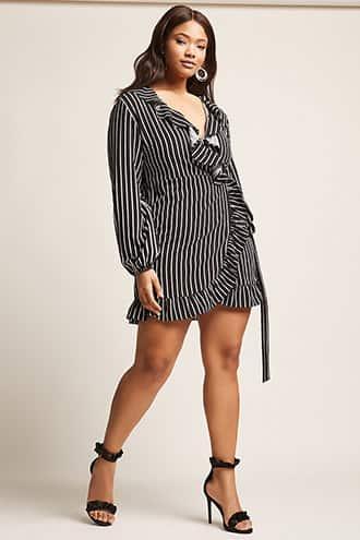 Forever21 Plus Size Pinstripe Wrap Dress