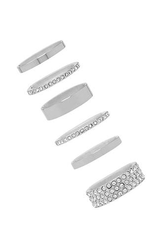 Forever21 Silver & Clear Rhinestone-studded Ring Set