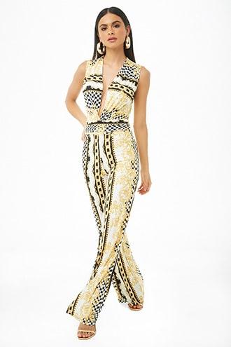 Forever21 Baroque & Chain Print Jumpsuit