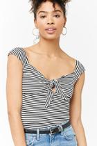 Forever21 Striped Tie-front Tee