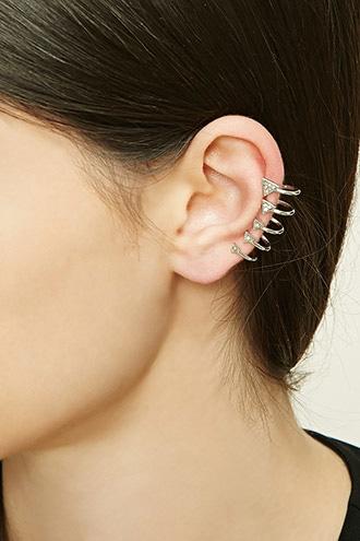 Forever21 Silver & Clear Caged Ear Cuffs