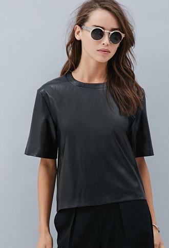 Forever21 Private Archives Perforated Faux Leather Top