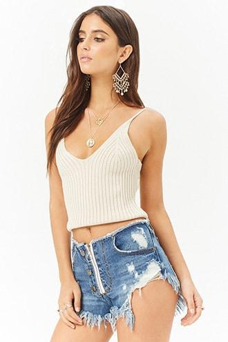Forever21 Frayed Pull-ring Denim Shorts