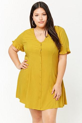 Forever21 Plus Size Button-front Shift Dress
