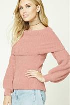 Love21 Women's  Dusty Pink Contemporary Ribbed Sweater