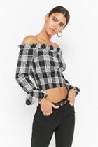Forever21 Plaid Off-the-shoulder Crop Top
