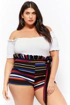 Forever21 Plus Size Belted Striped Shorts