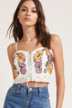 Forever21 Floral Lace-up Cropped Cami