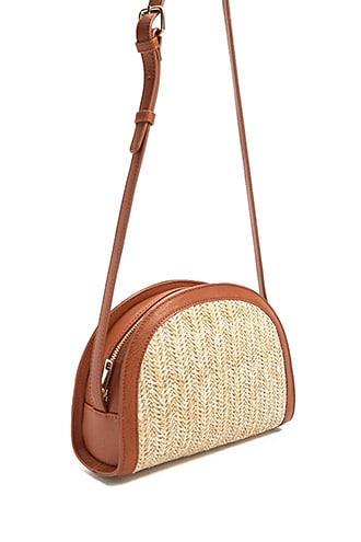 Forever21 Straw Half-moon Crossbody