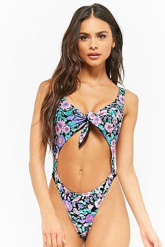 Forever21 Motel Floral Cutout One-piece Swimsuit