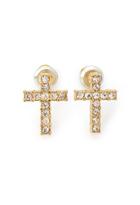 Forever21 Rhinestone Cross Studs (gold/clear)