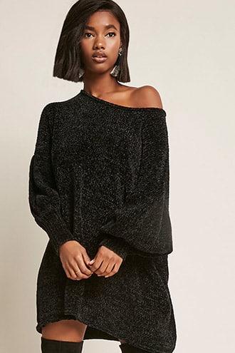 Forever21 Chenille Balloon-sleeve Dress