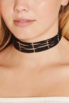 Forever21 Black & Gold Beaded Faux Suede Choker