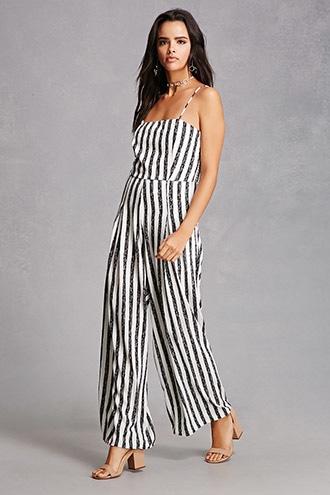 Forever21 Stripe Pleated Jumpsuit