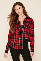Forever21 Women's  Red & Black Plaid Collared Shirt