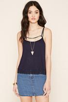 Forever21 Women's  Navy Crochet Caged-front Cami