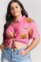 Forever21 Plus Size Pineapple Print Pocket Shirt