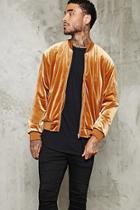 21 Men Men's  Brown Velour Bomber Jacket