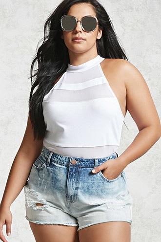 Forever21 Plus Size Acid Wash Shorts