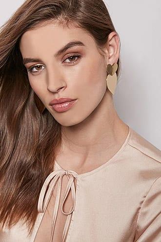 Forever21 Metallic Heart Drop Earrings