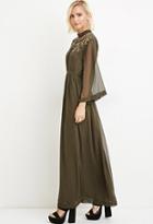 Forever21 Women's  Sequin Chiffon Maxi Dress (olive/copper)