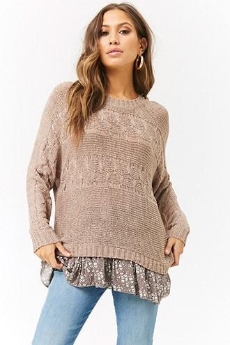 Forever21 Floral Hem Knit Sweater