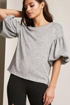 Forever21 Marled Balloon Sleeve Top