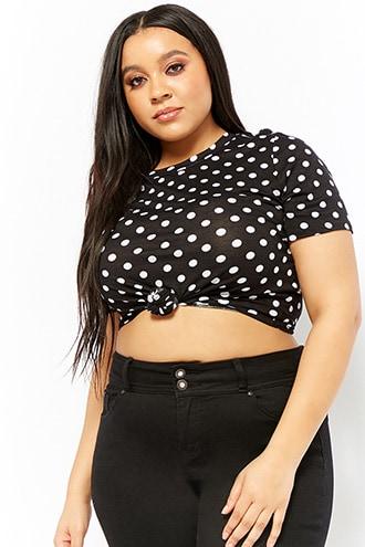 Forever21 Plus Size Knotted Polka Dot Top
