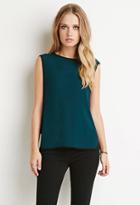 Forever21 Women's  Colorblocked Side Panel Top (teal/black)