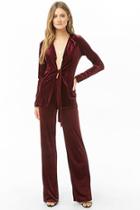 Forever21 Velvet Blazer & Flare Pants Set