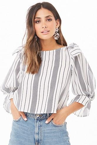 Forever21 Knotted Striped Top