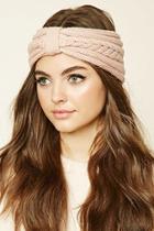 Forever21 Dusty Pink Cable Knit Bow-front Headwrap